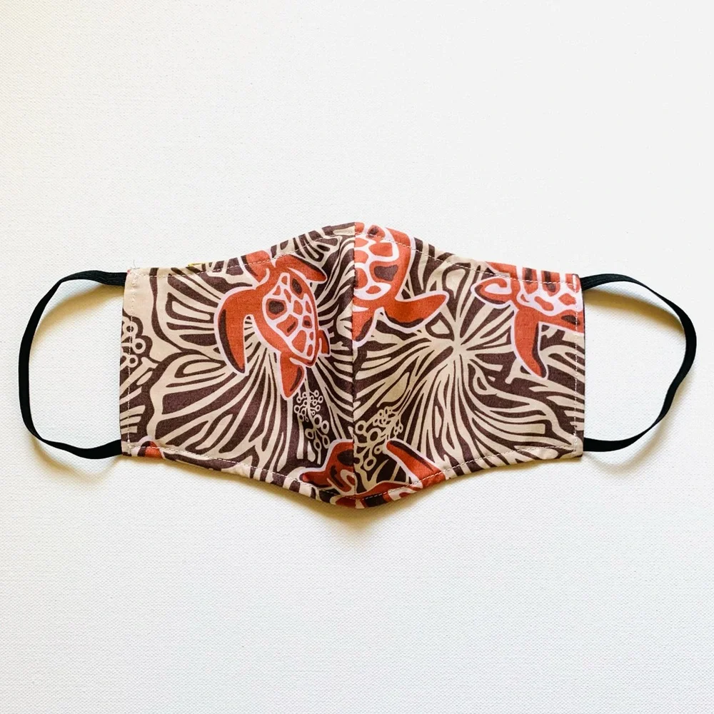 NEW Handmade Brown Turtle Print Face Mask